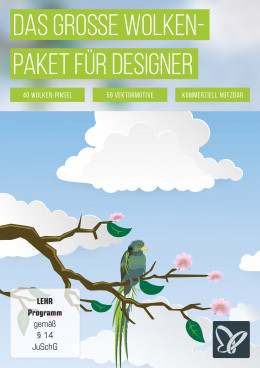 Wolken-Bilder: Pinsel für Photoshop, Vektorgrafiken für InDesign und Illustrator