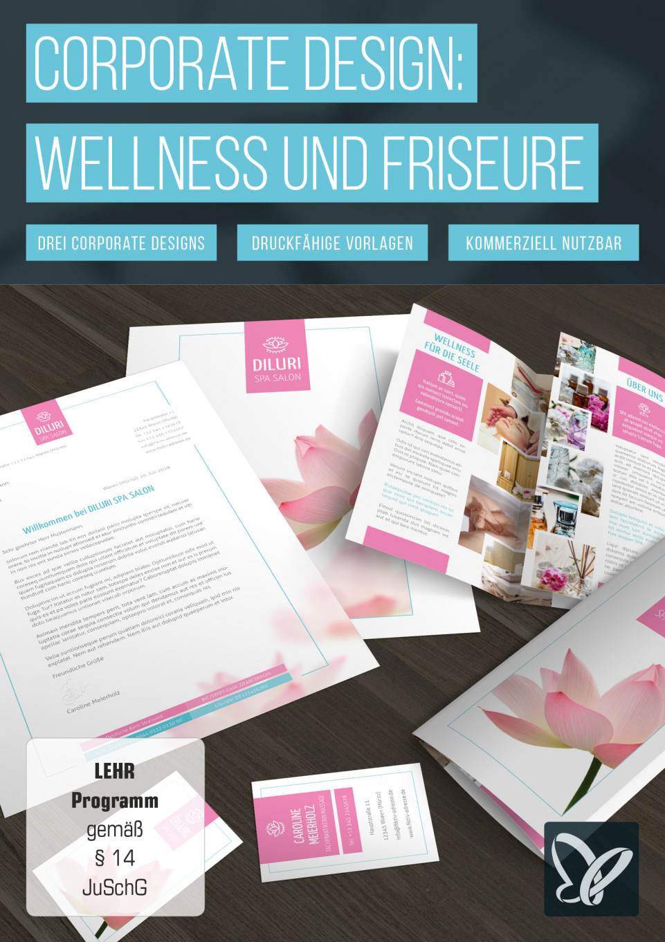 Vorlagen zur Werbung für Friseure & Wellness: Visitenkarten, Flyer & Designs