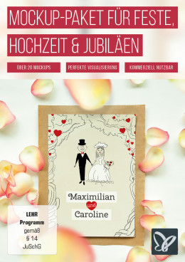Mockup-Designs für Hochzeit, Jubiläen und Feste zum Download