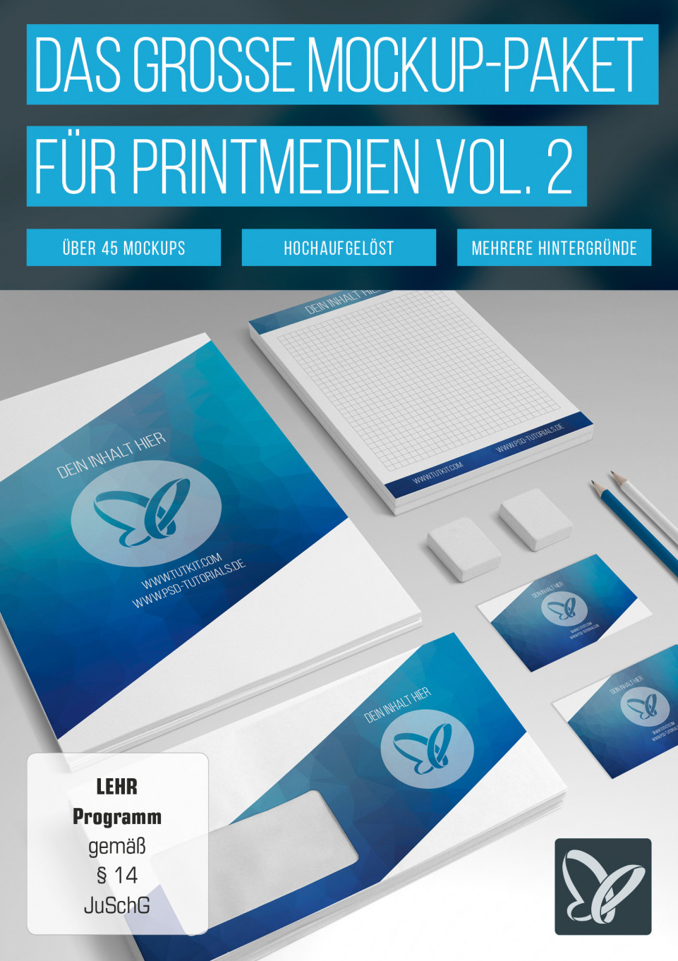 PSD-Mockups für Magazin, Broschüre, Briefpapier & Co – Volume 2