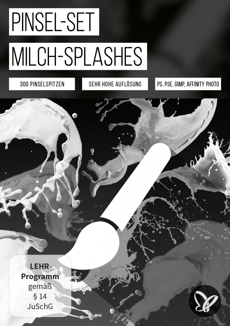Splash-Brushes für Photoshop, Elements & GIMP: hochaufgelöste Milch-Pinsel
