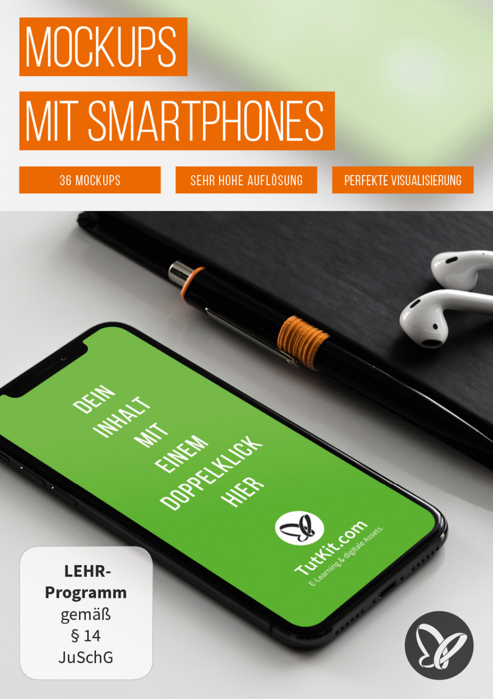 Mockups mit Smartphones, iPhones, Handys – Szenen für mobile Webseiten & Apps