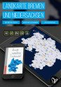Landkarte Niedersachsen und Bremen mit Landkreisen