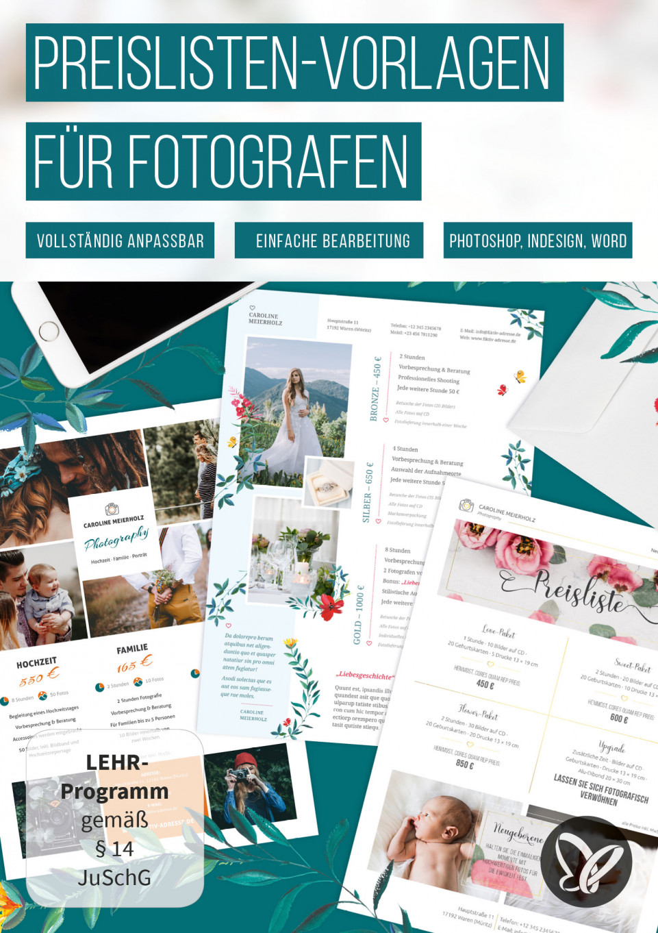 Preislisten Vorlagen Fur Fotografen Photoshop Indesign Publisher Word