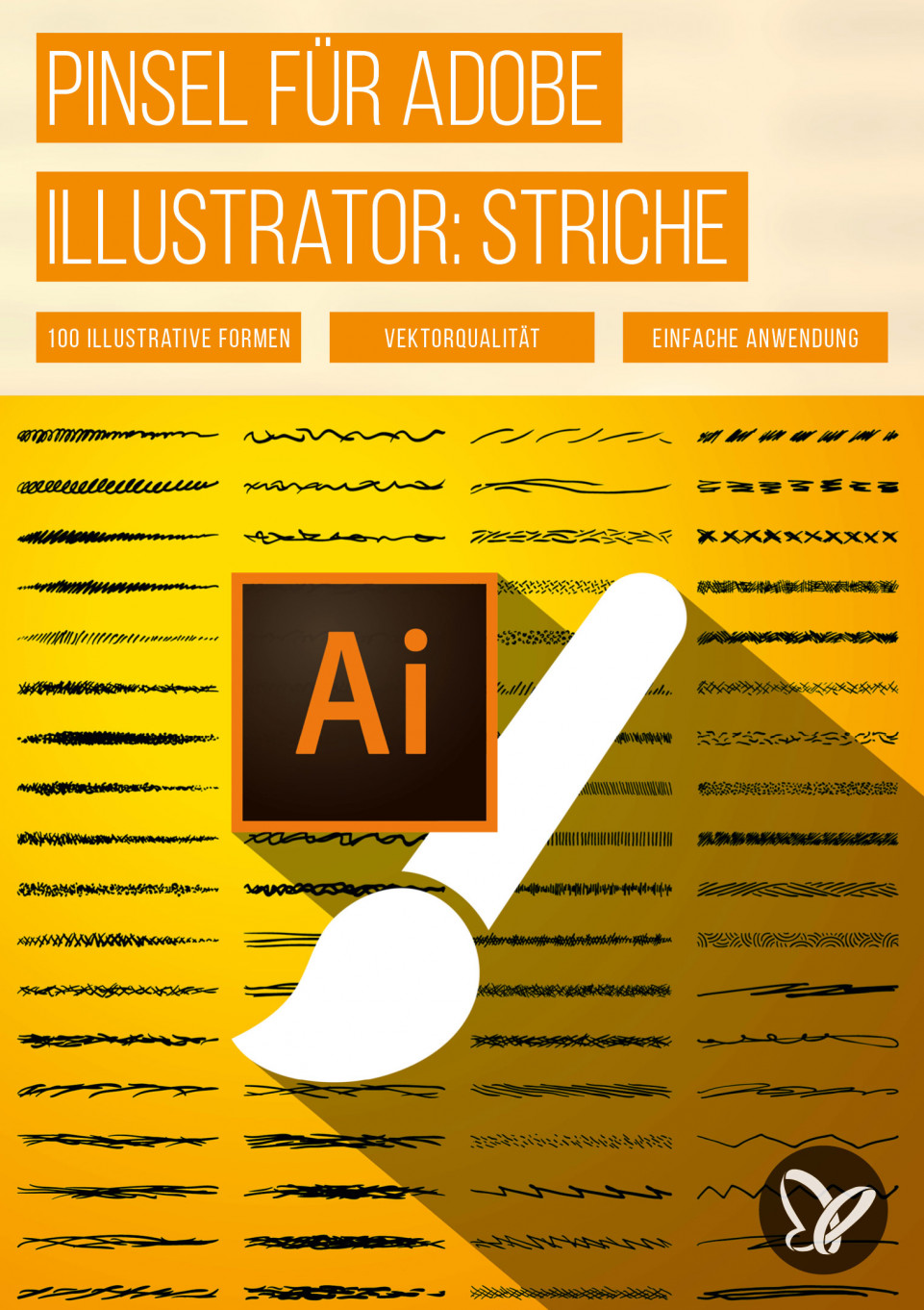 100 Adobe Illustrator-Pinsel für skizzenartige Strichzeichnungen in Vektorqualität