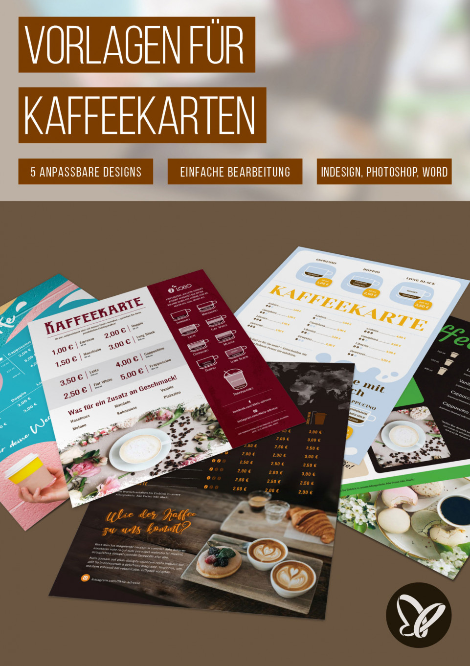 Kaffeekarten Erstellen Vorlagen Fur Indesign Photoshop Und Word