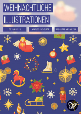 Weihnachtliche Illustrationen als Muster und Bilder für stimmungsvolle Hintergründe