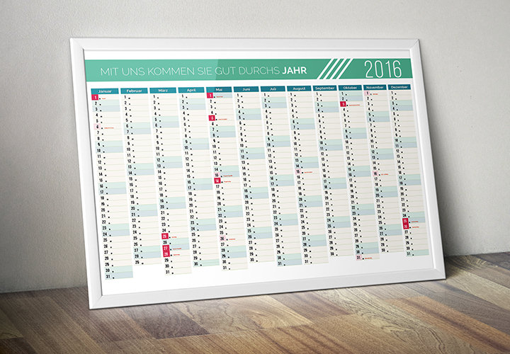 Kalendervorlagen 2016 bis 2020
