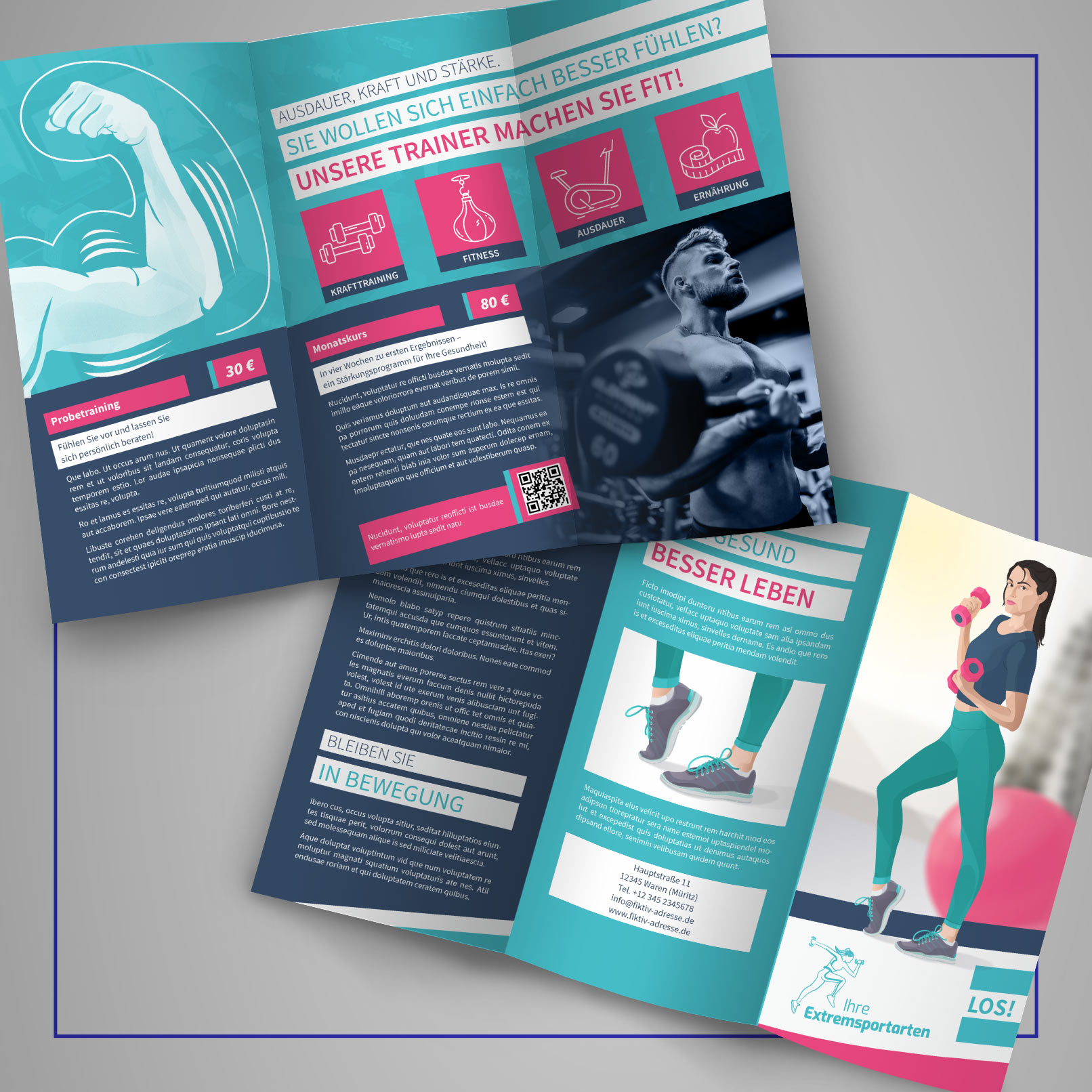 Flyer für Fitness-Studio mit Sport-Icons