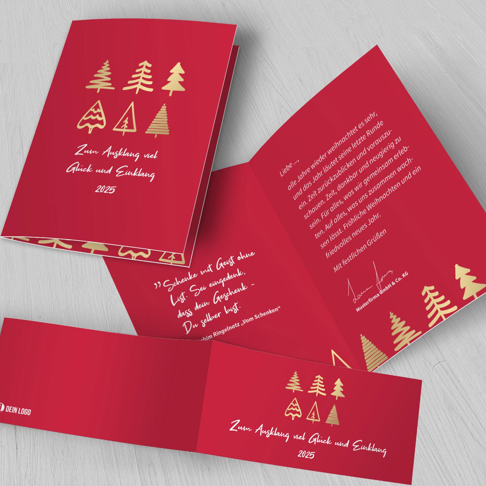 Tannenbaum – Vorlage für geschäftliche Weihnachtskarten im Business-Look