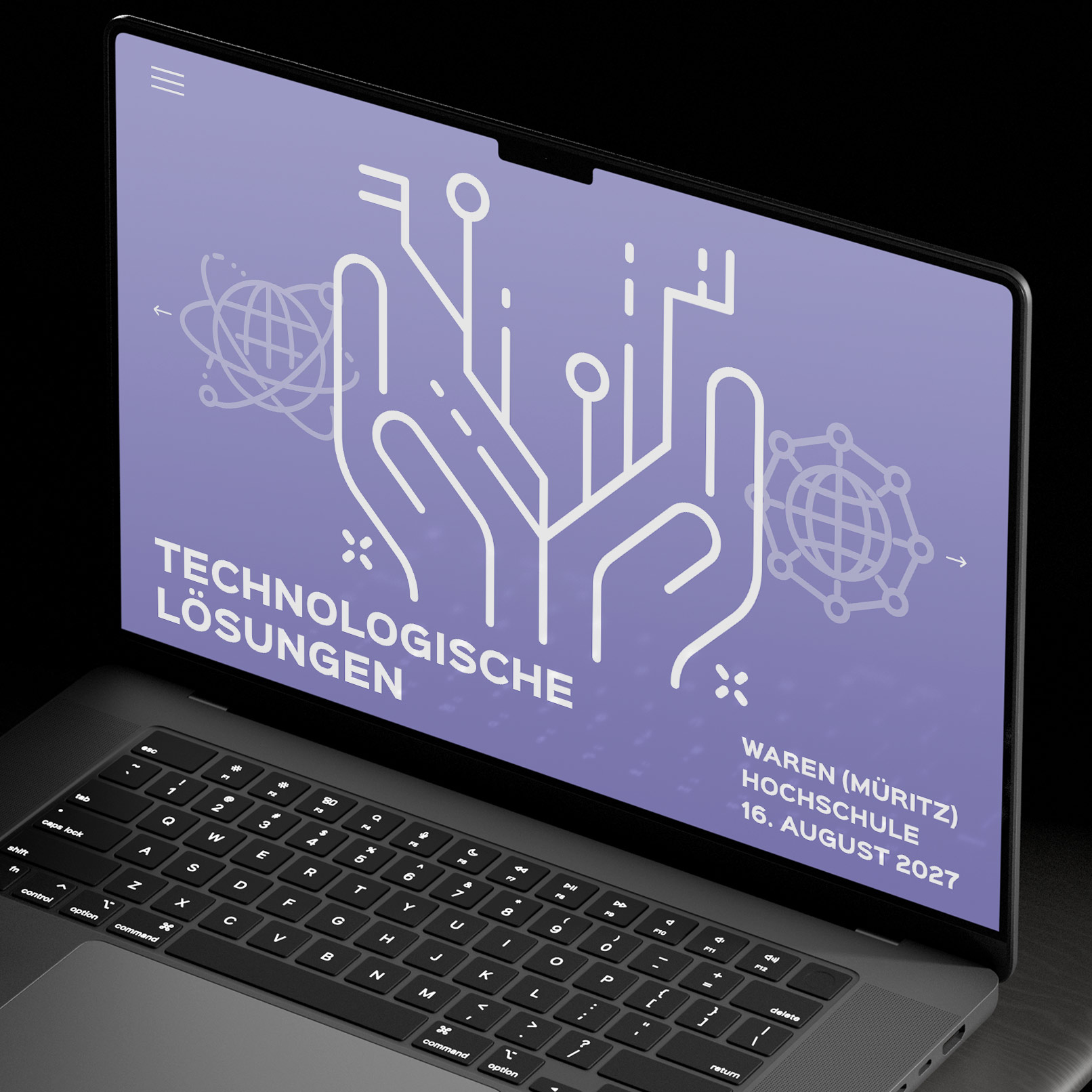 Icons IT und digitale Technologie auf einem Laptop