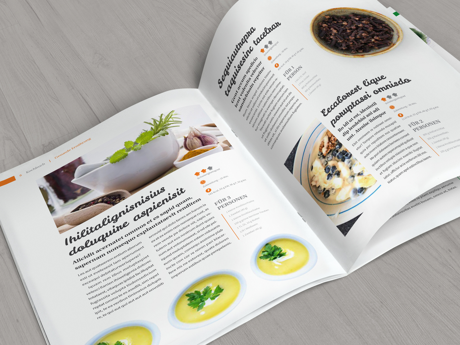 Vorher-Bild von Rezept- und Kochbuch: Design-Vorlagen & Layouts für InDesign & Co