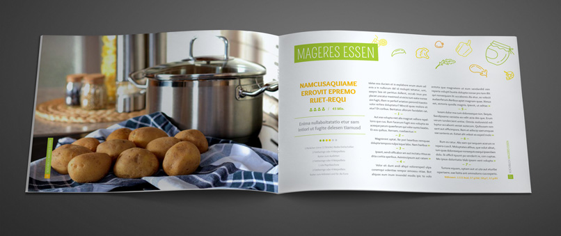 Vorlagen für Rezeptbuch, Kochbuch, Backanleitung im A4-Hochformat Vorlagen für Rezeptbuch, Kochbuch, Backanleitung im A4-Querformat