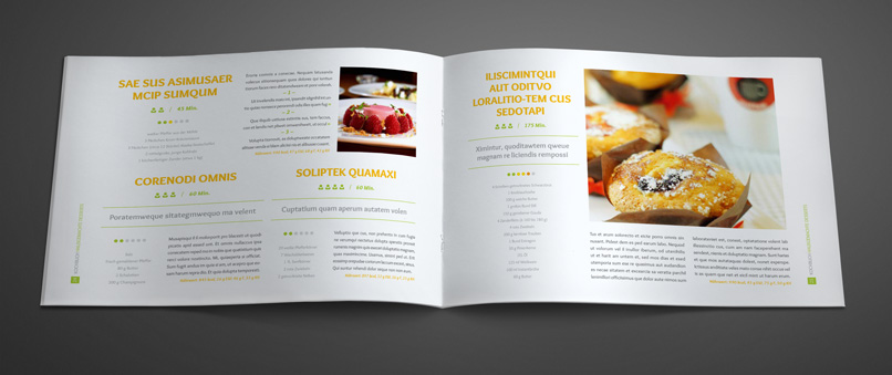 Vorlagen für Rezeptbuch, Kochbuch, Backanleitung im A4-Hochformat Vorlagen für Rezeptbuch, Kochbuch, Backanleitung im A4-Querformat