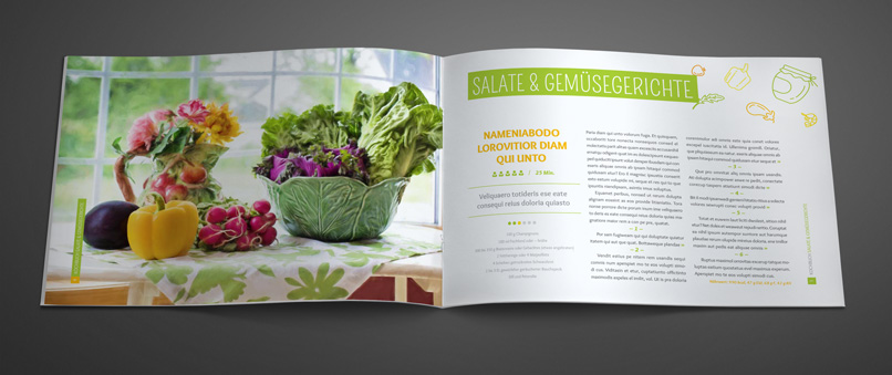 Vorlagen für Rezeptbuch, Kochbuch, Backanleitung im A4-Hochformat Vorlagen für Rezeptbuch, Kochbuch, Backanleitung im A4-Querformat