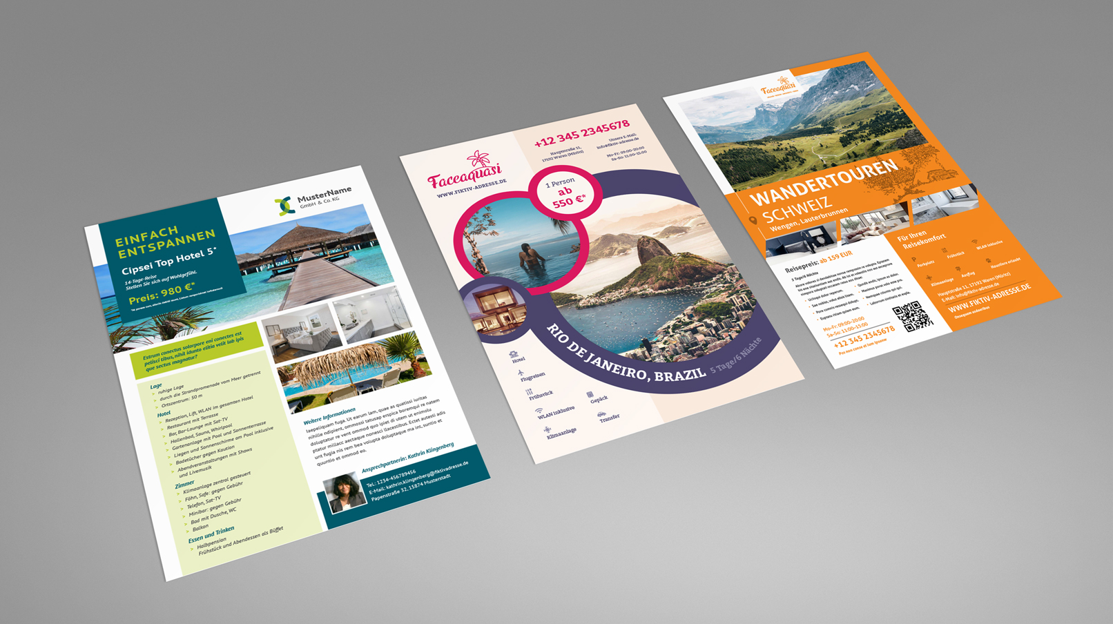 Tourismus Urlaubs Reisewerbung Exposes Flyer Schaufenster