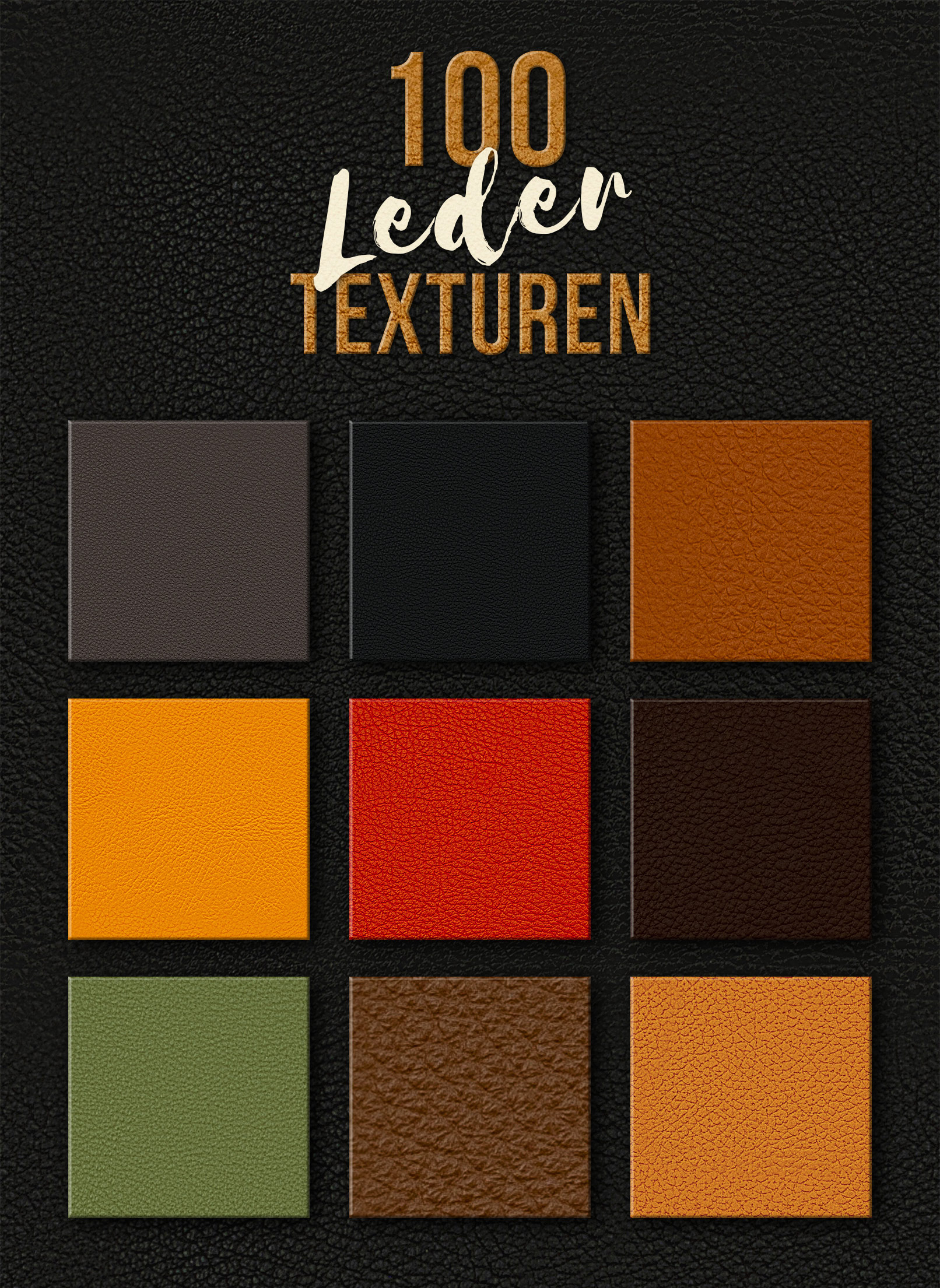 Leder-Texturen in verschiedenen Farben und mit unterschiedlicher Struktur