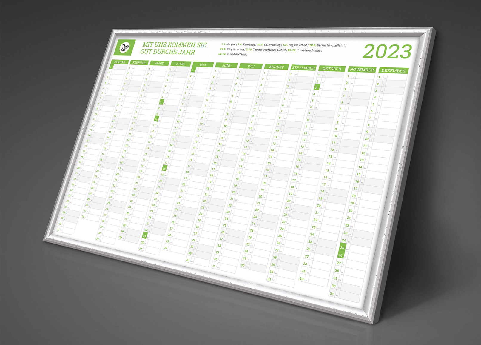 Personalisierter Business-Kalender 2023, Jahresplaner im A1-Format