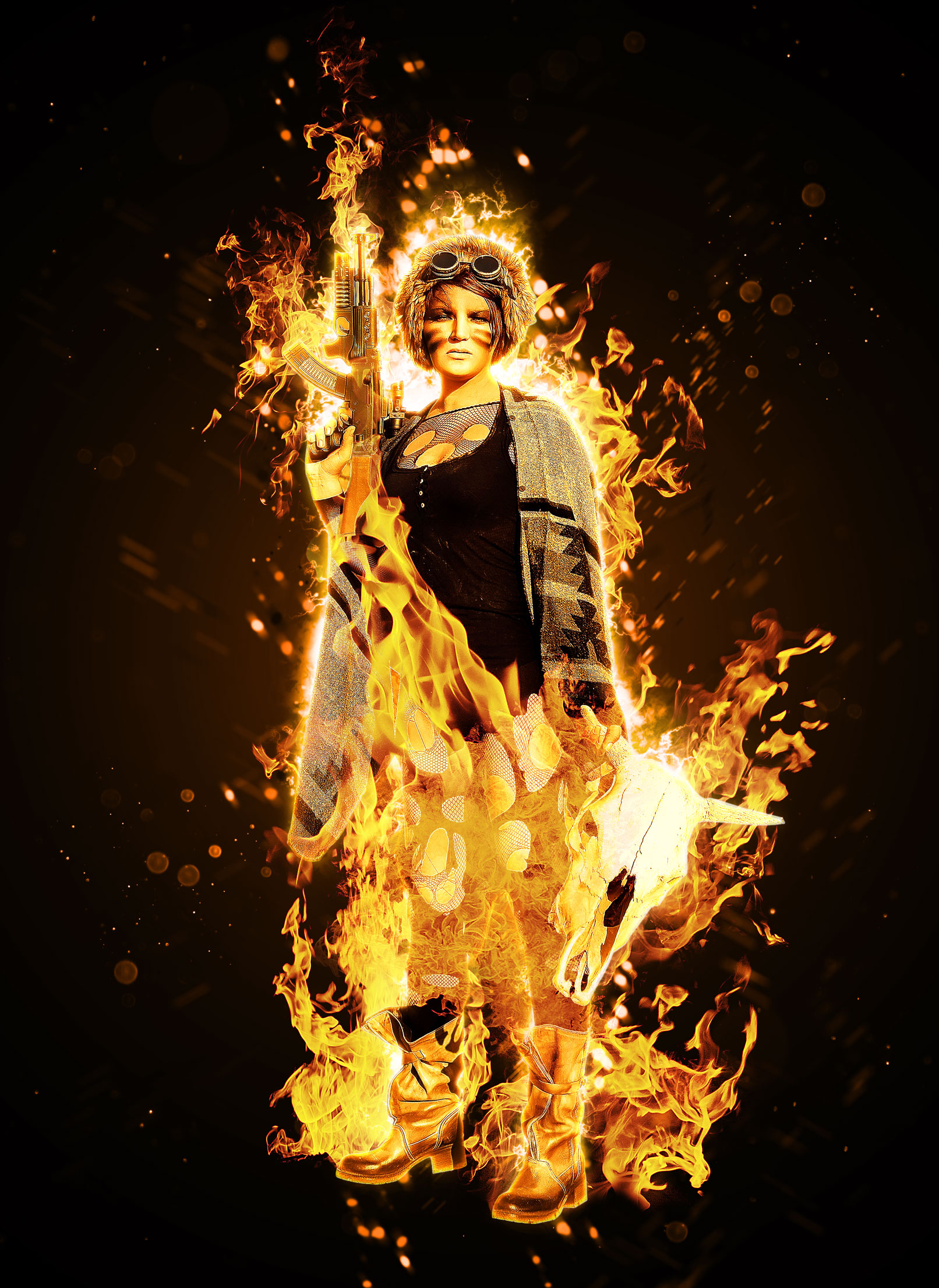 Nachher-Bild von Photoshop-Aktion „Loderndes Feuer“: Erzeuge ein glühendes Flammenmeer