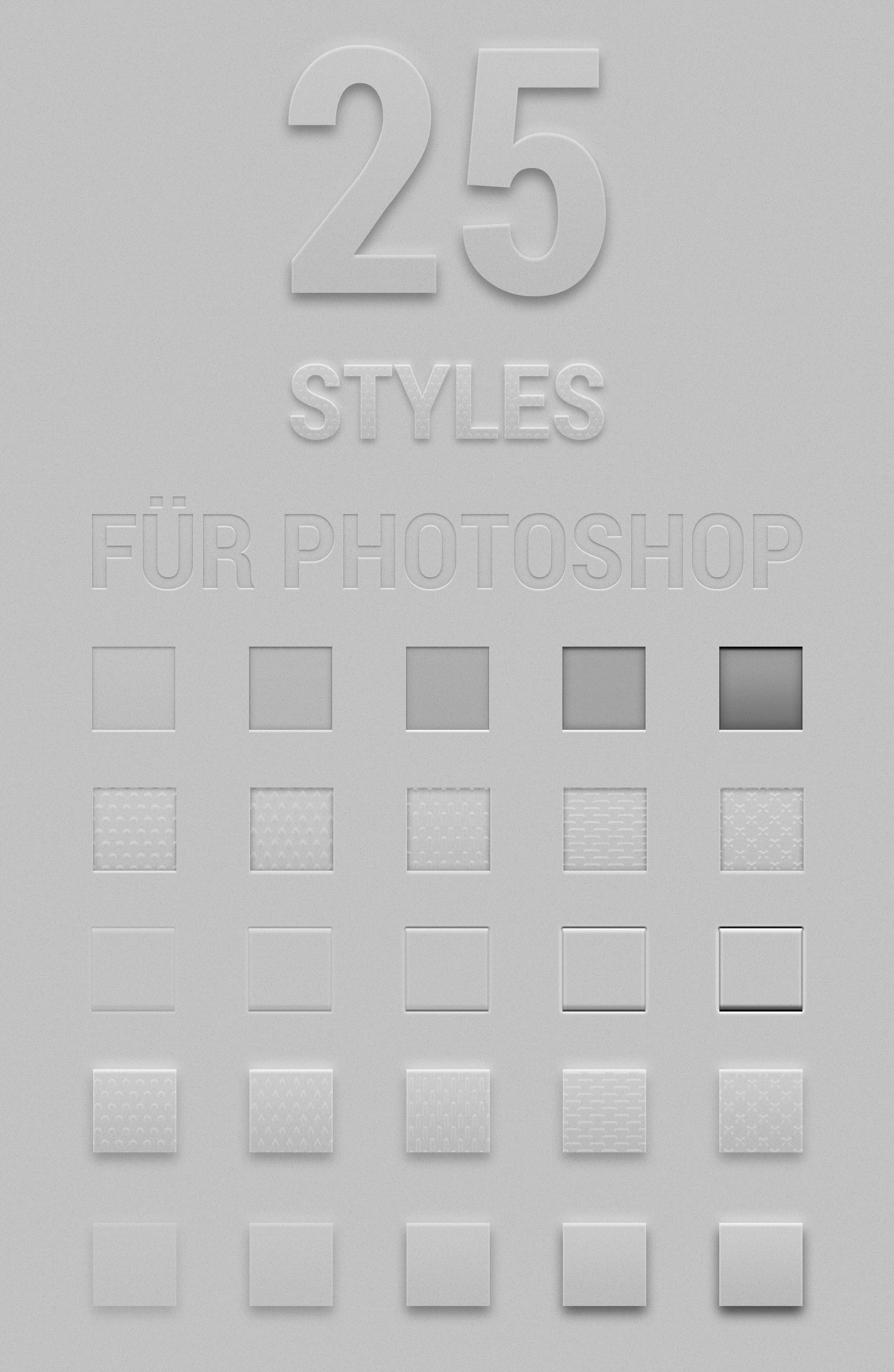 Photoshop-Stile für Transparenz, Relief, Prägung, für Texte und Grafiken