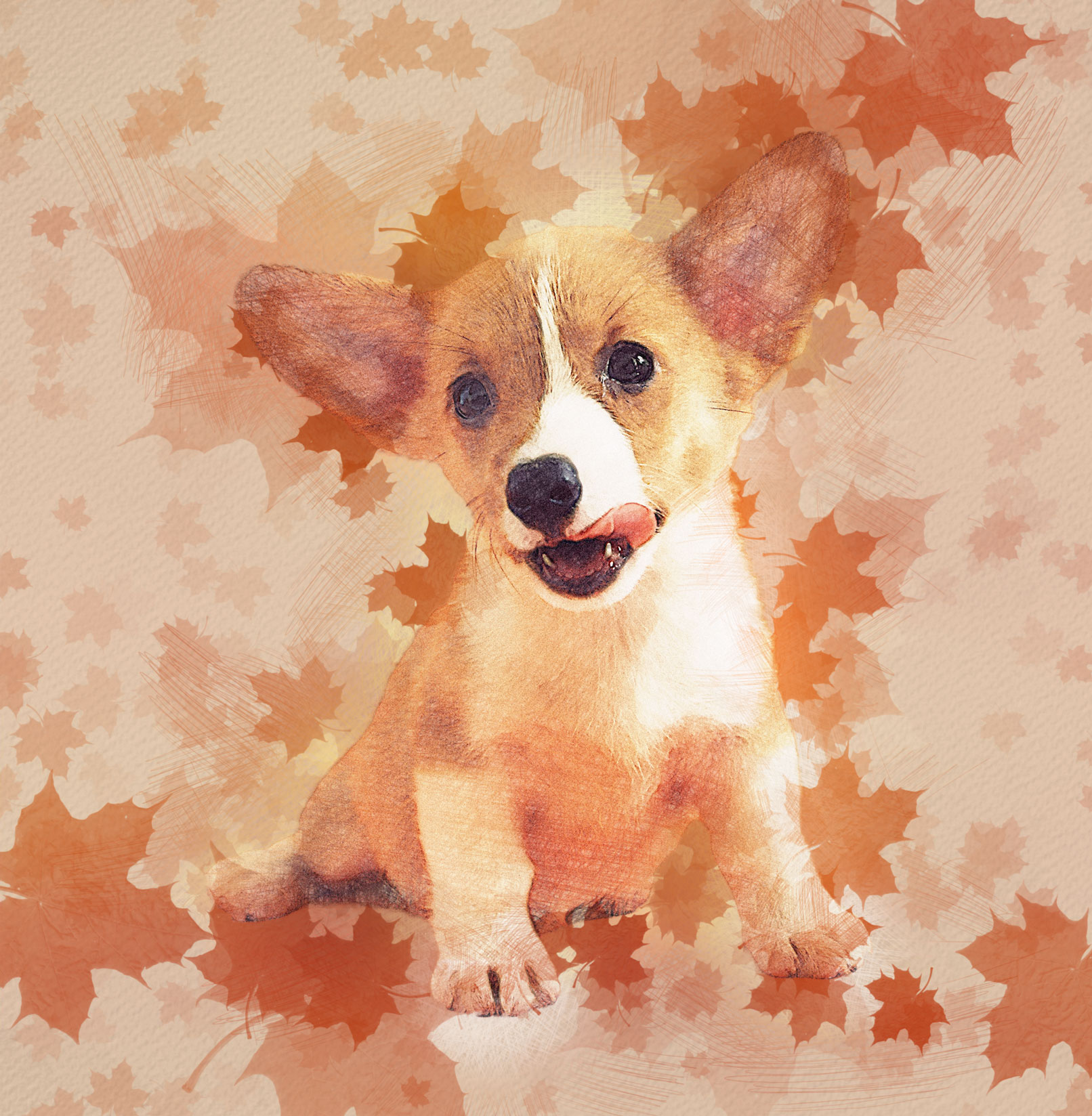Nachher-Bild von Photoshop-Aktion „Bunter Herbst“: deine Fotos als pastellgetünchte Zeichnungen