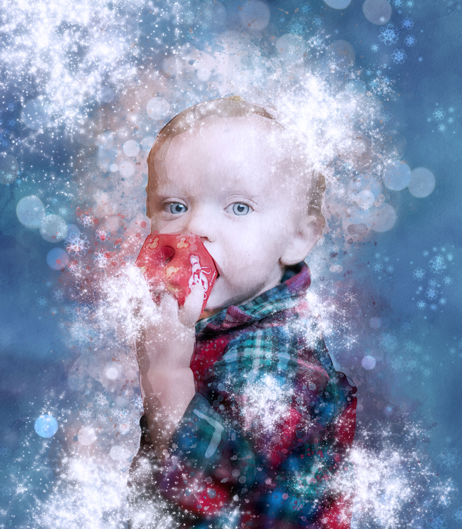 Photoshop-Aktion „Weihnachten – Winteraquarell“: ein Kristallfunkeln für deine Fotos