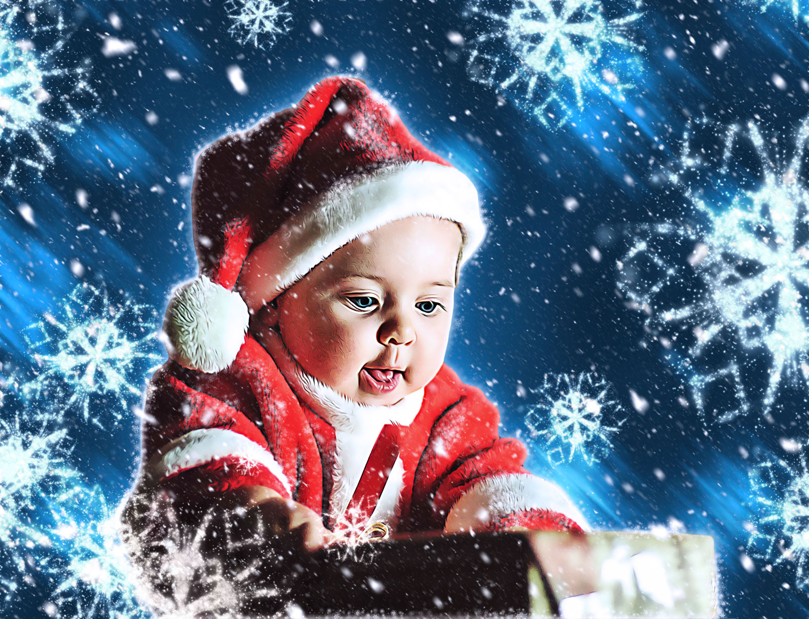 Nachher-Bild von Photoshop-Aktion „Schneeflockenzauber vor Ölfarbigkeit“