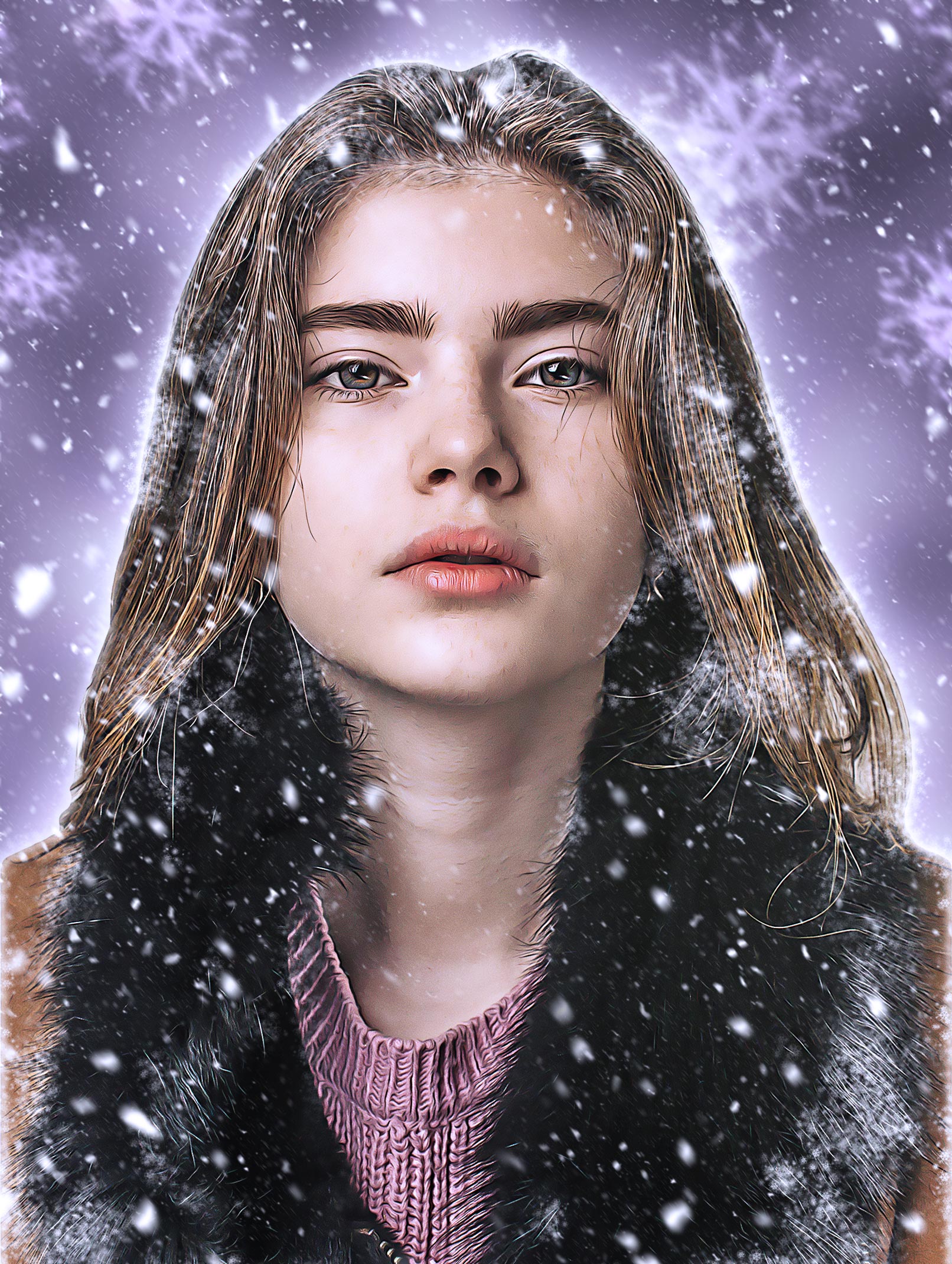 Nachher-Bild von Photoshop-Aktion „Schneeflockenzauber vor Ölfarbigkeit“