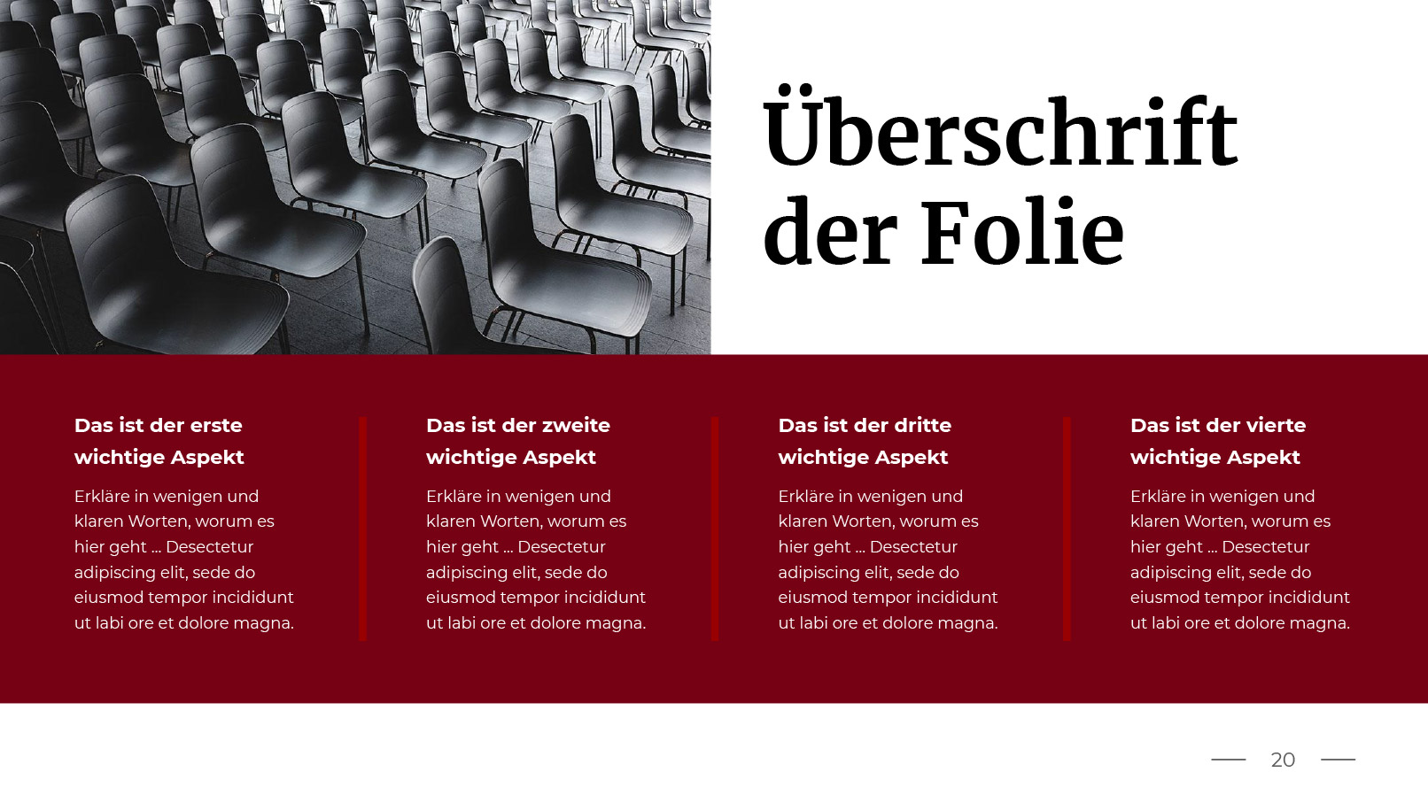 Vorher-Bild von Google Präsentationen: Vorlagen in klassischem Rot und Weiß