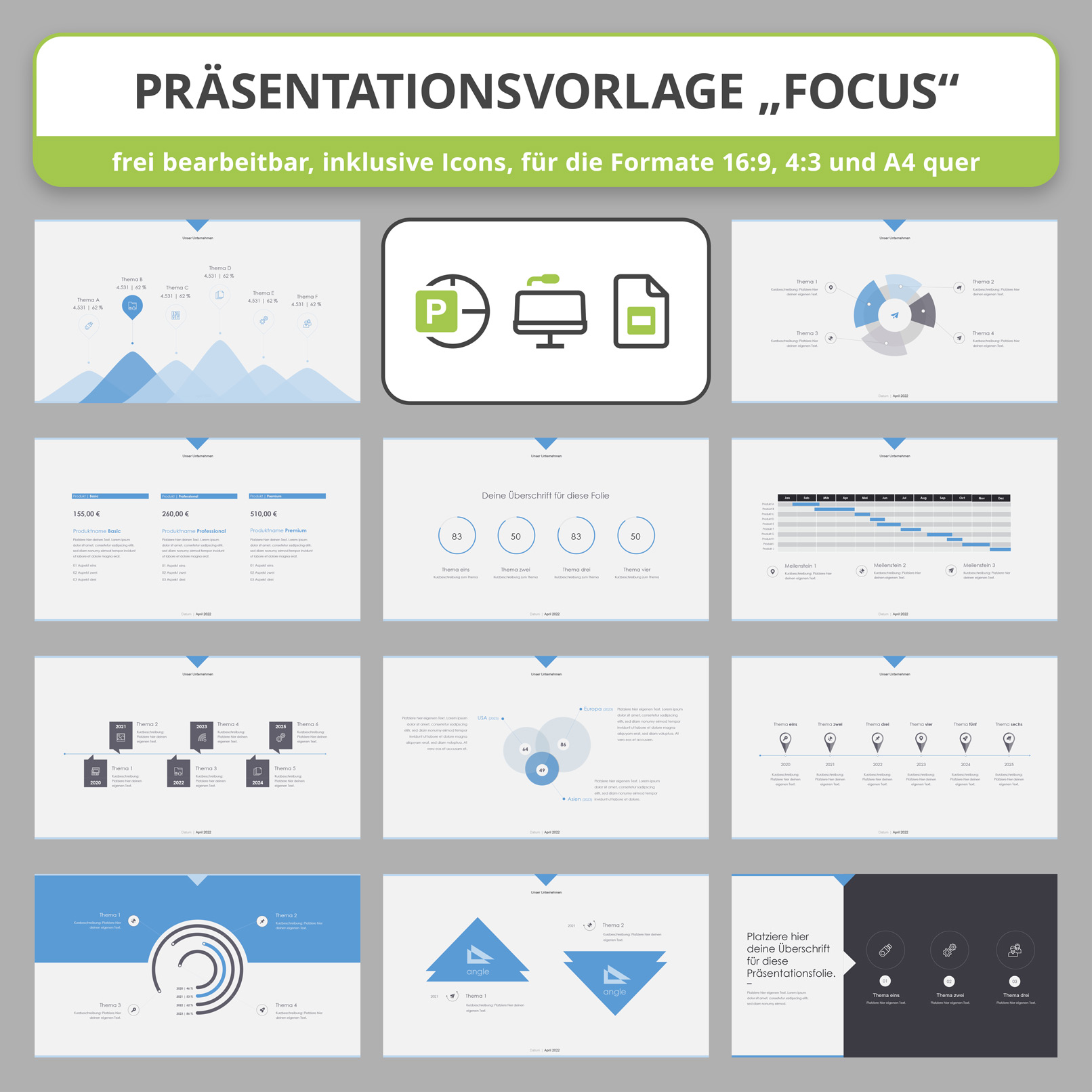 Folien-Vorlagen Angle für PowerPoint, Keynote, Google Slides, Vorschau auf die Folien