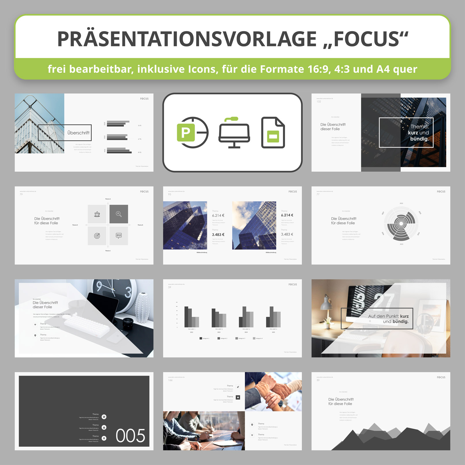Vorlagen im Design Edge für PowerPoint, Keynote und Google Slides