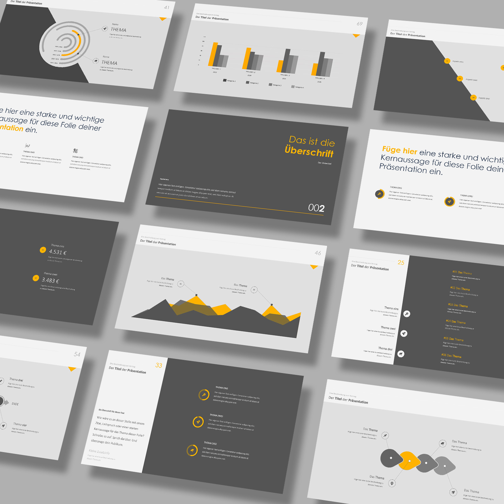 Folien-Vorlagen im Linked-Design für PowerPoint, Google Slides und Keynote