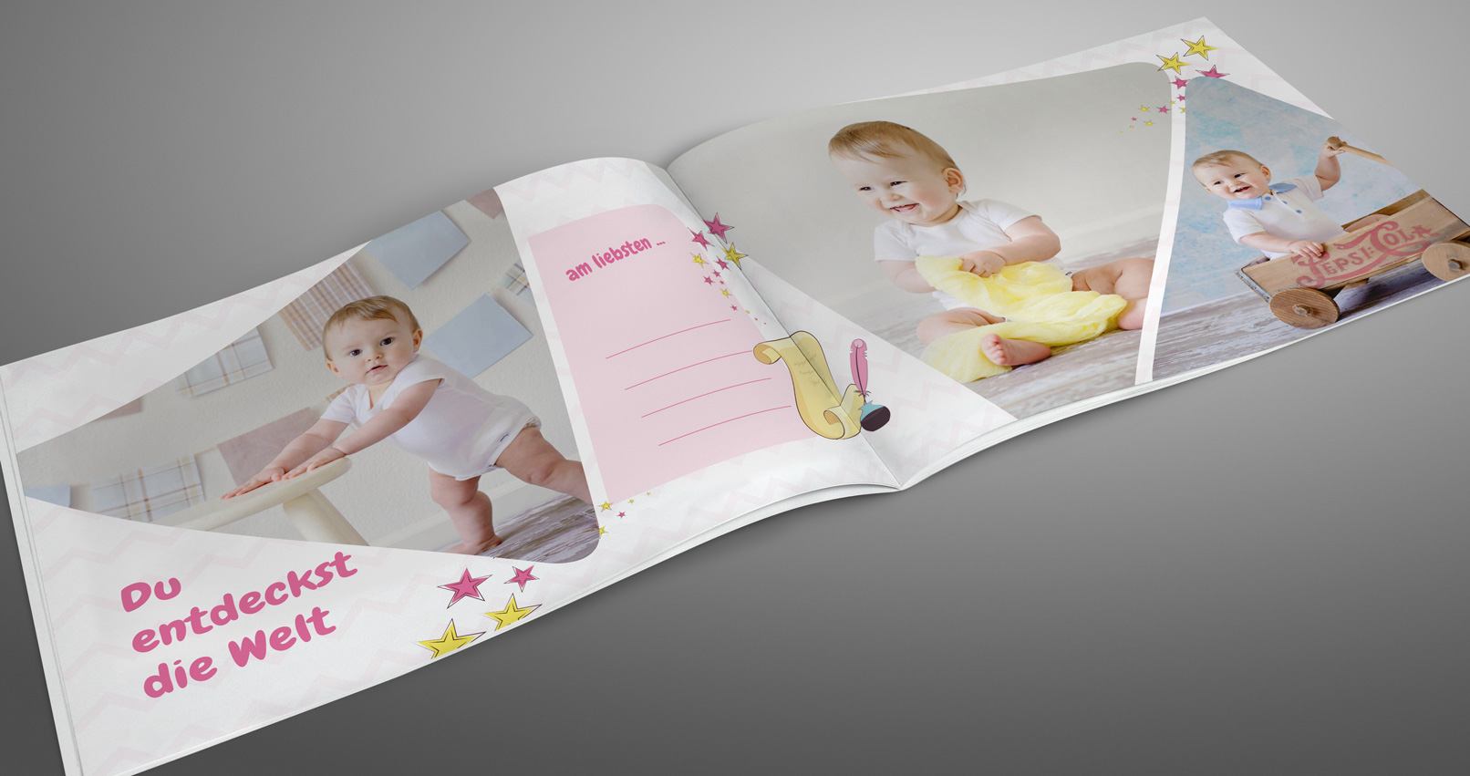 Vorlage für Babyfotoalbum im Querformat DIN A4