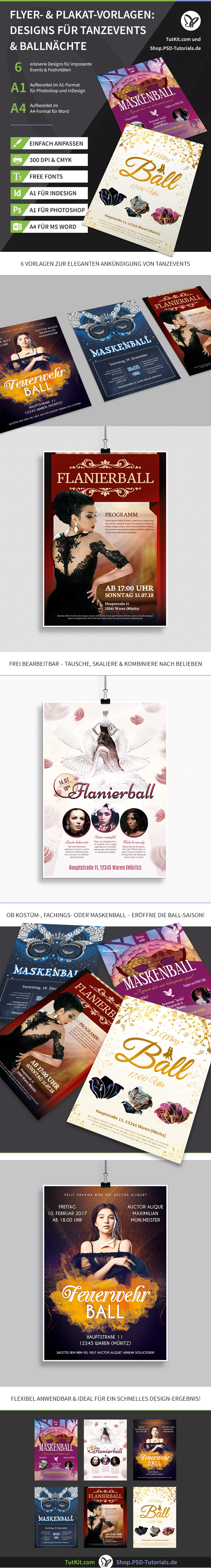 Überblick über die Plakat- und Flyer-Vorlagen zum Thema Tanzevents und Ballnächte Überblick über die Plakat- und Flyer-Vorlagen zum Thema Tanzevents und Ballnächte