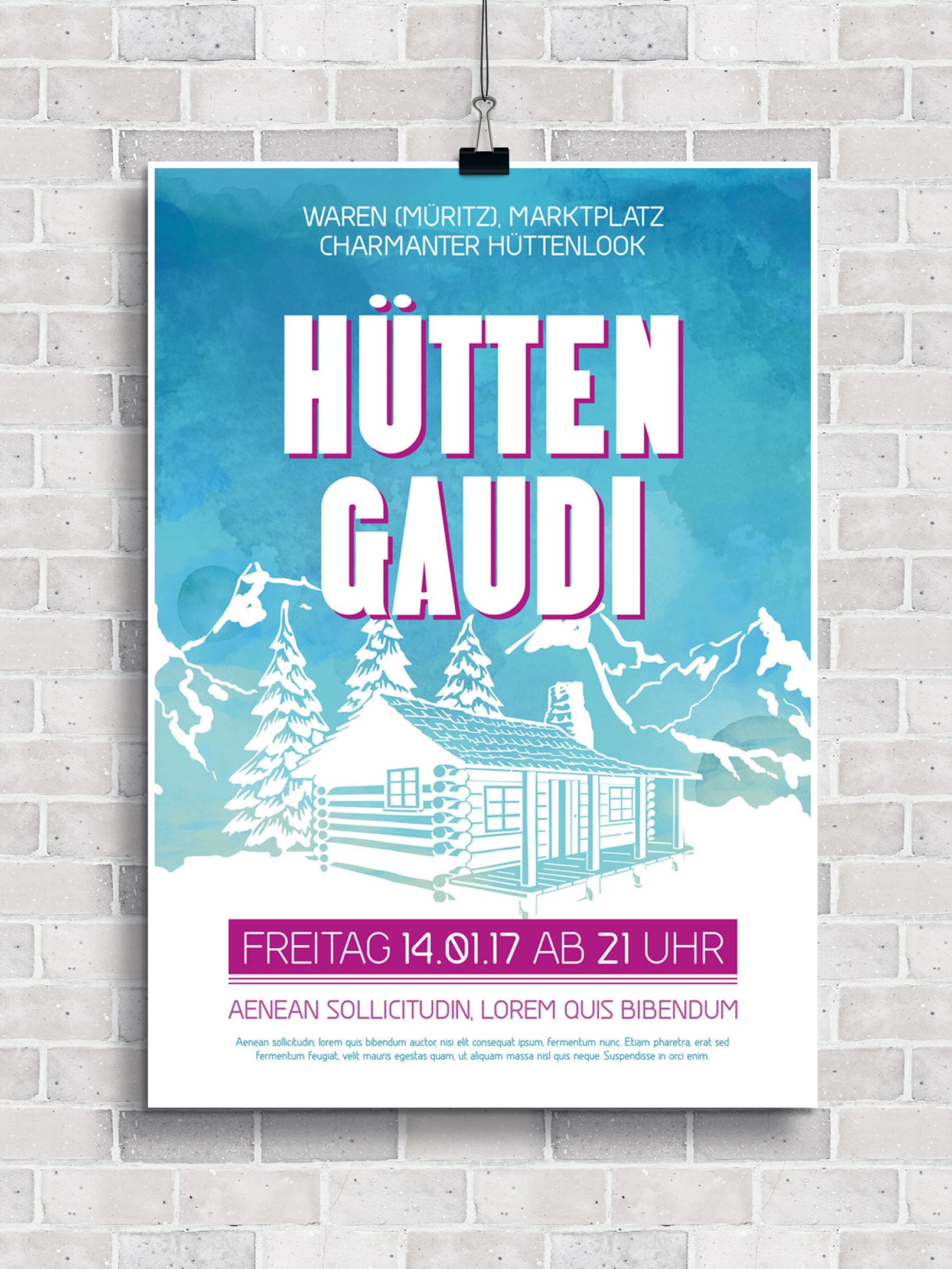 Poster, Flyer und Plakate fuer Huettengaudi und Apres Ski