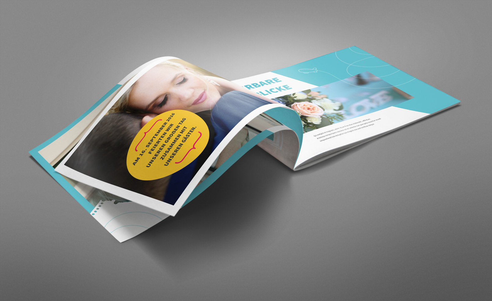Füge dein Werk mit wenigen Klicks per Smartobjekt ein – den Rest übernimmt das Mockup! Mockup für eine Broschüre