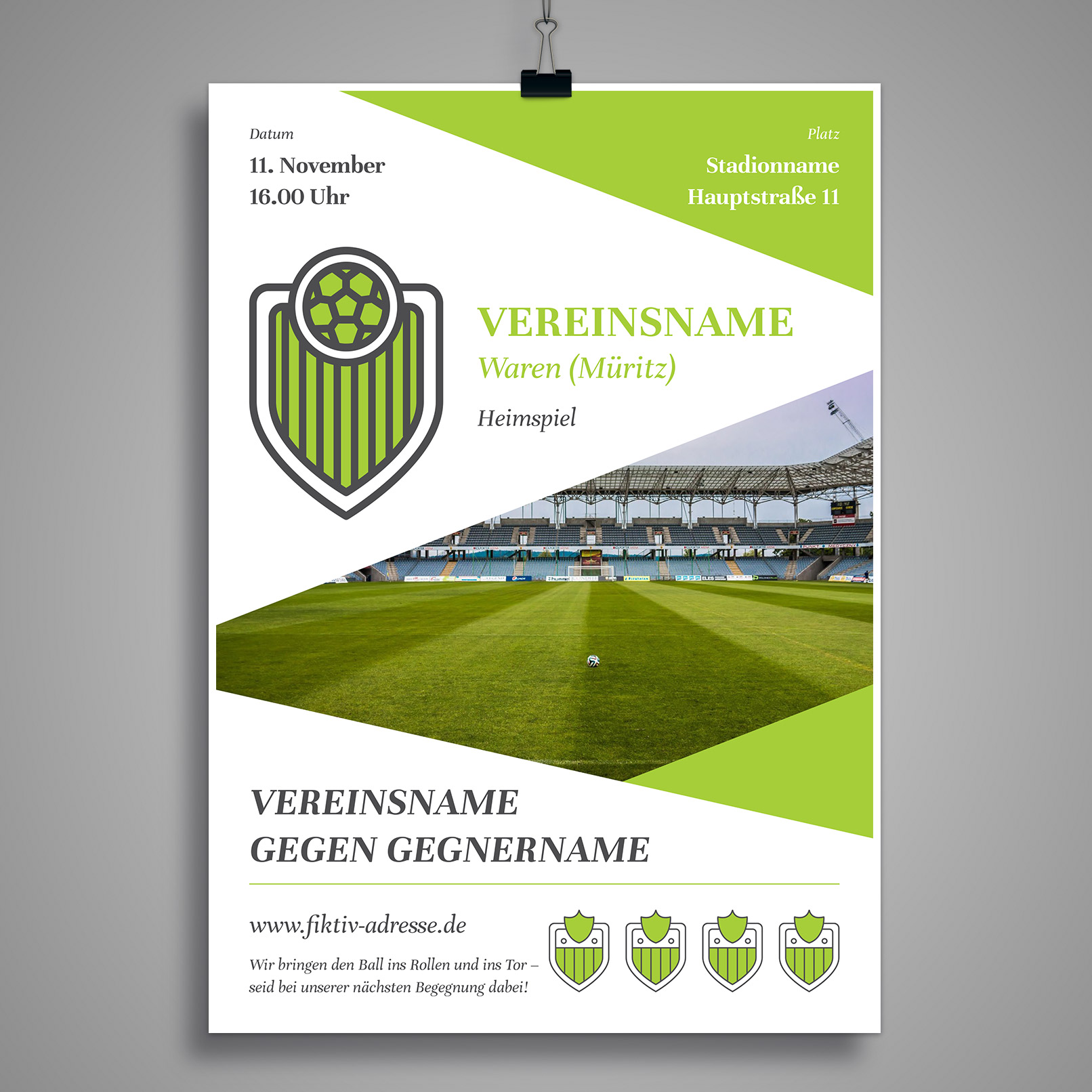 Flyer erstellen mit Word, InDesign oder CorelDRAW, auch anwendbar für Fußball Poster oder andere Sportarten.
