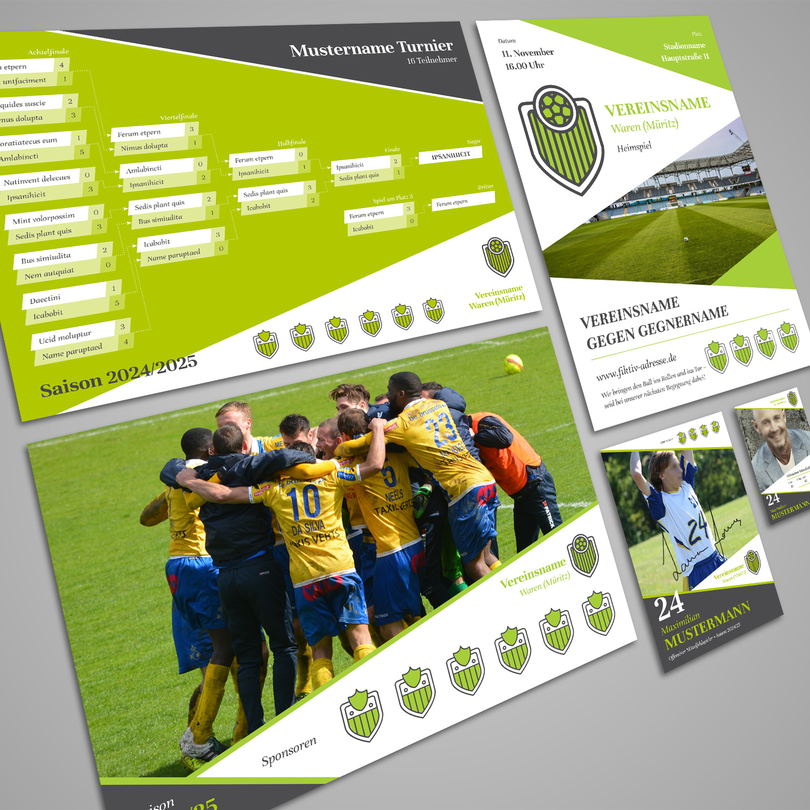 Design-Vorlagen für Sportvereine – Komplettausstattung