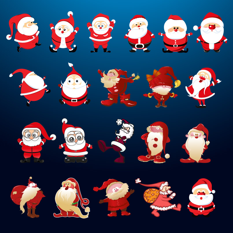 Illustrative Weihnachtsmänner zum Download